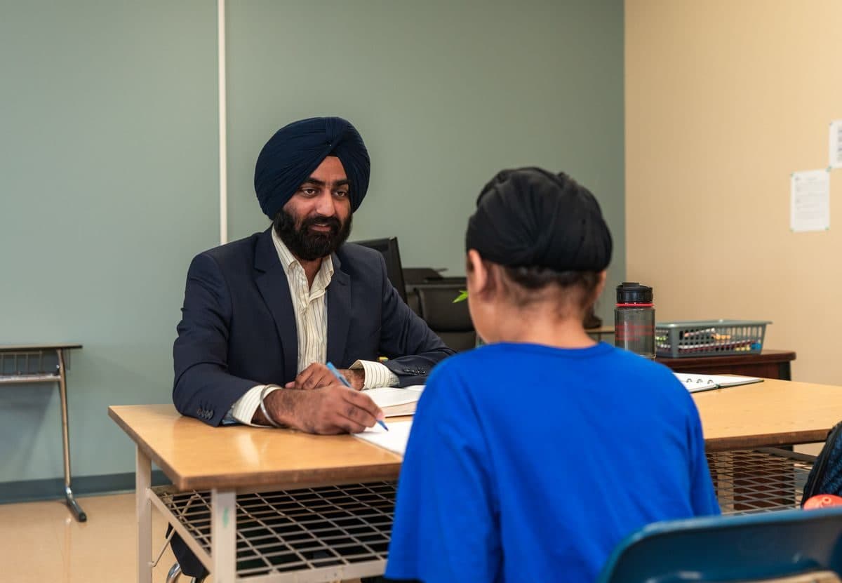 Counsellor guiding a student